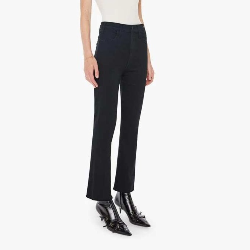 Mother The Hustler Ankle Fray Jeans Not Guilty Black High Rise Flare Size 29